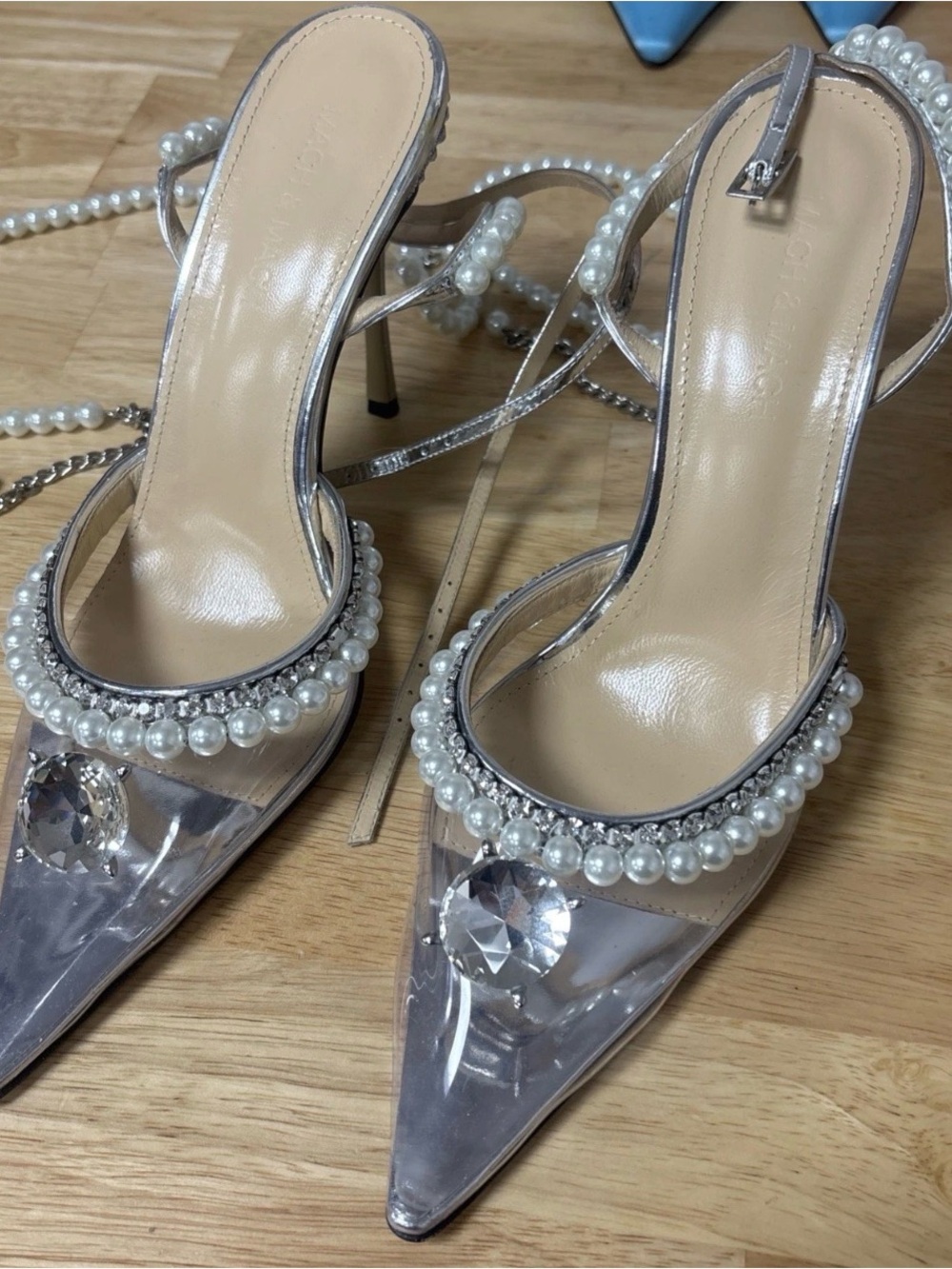 Mach & Mach Diamond Of Elizabeth PVC Embellished 110mm Pumps, Silver 38
